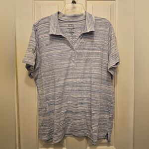 EUC Women's Croft&Barrow Blue and White Striped Polo - 1X